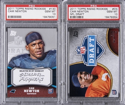 2011 Topps Rising Rookies Cam Newton Graded Rookie Cards Pair (2 Different) - PSA GEM MT 10 